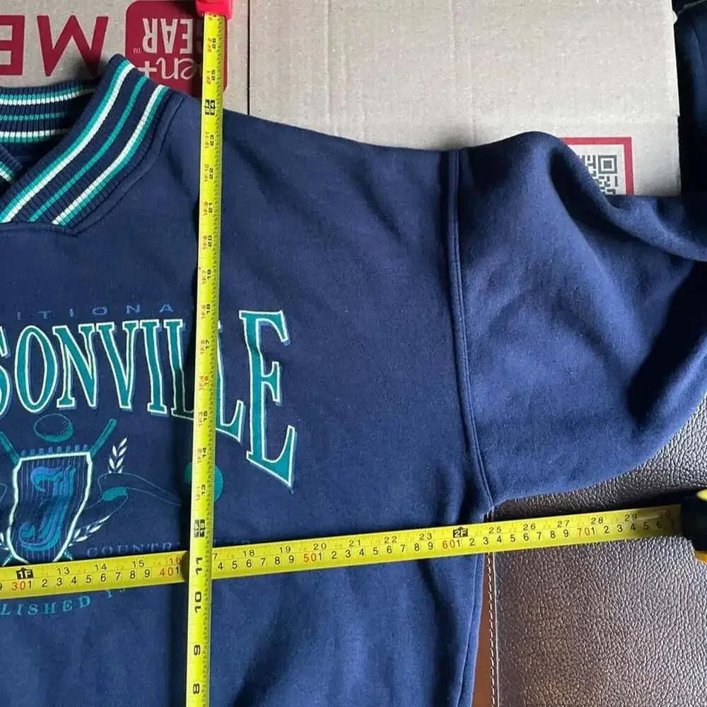 Vintage 90s Jacksonville Sweater Mens Large Golf Country Club Navy Varsity
